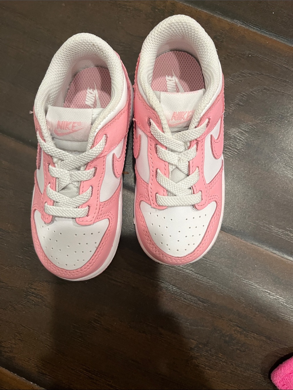 Nike Kids Pink and White Low-Top Sneakers